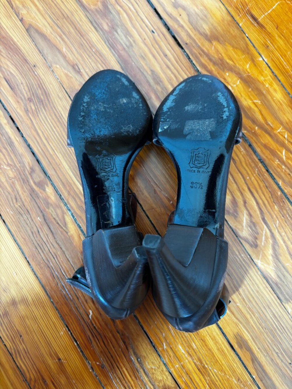 Vintage Pierre Hardy Dark Brown Leather and Acrylic Kitten Heel Sandals - 36.5 - Picture 5 of 7